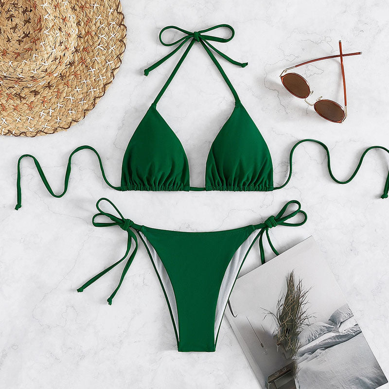 Damen Triangel-Bikini mit verstellbaren Trägern und raffiniertem Schnitt Drune