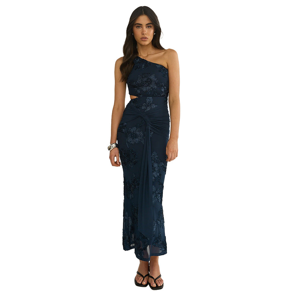 Damen Elegantes Abendkleid mit asymmetrischem Design und floralem Cut-Out Drune