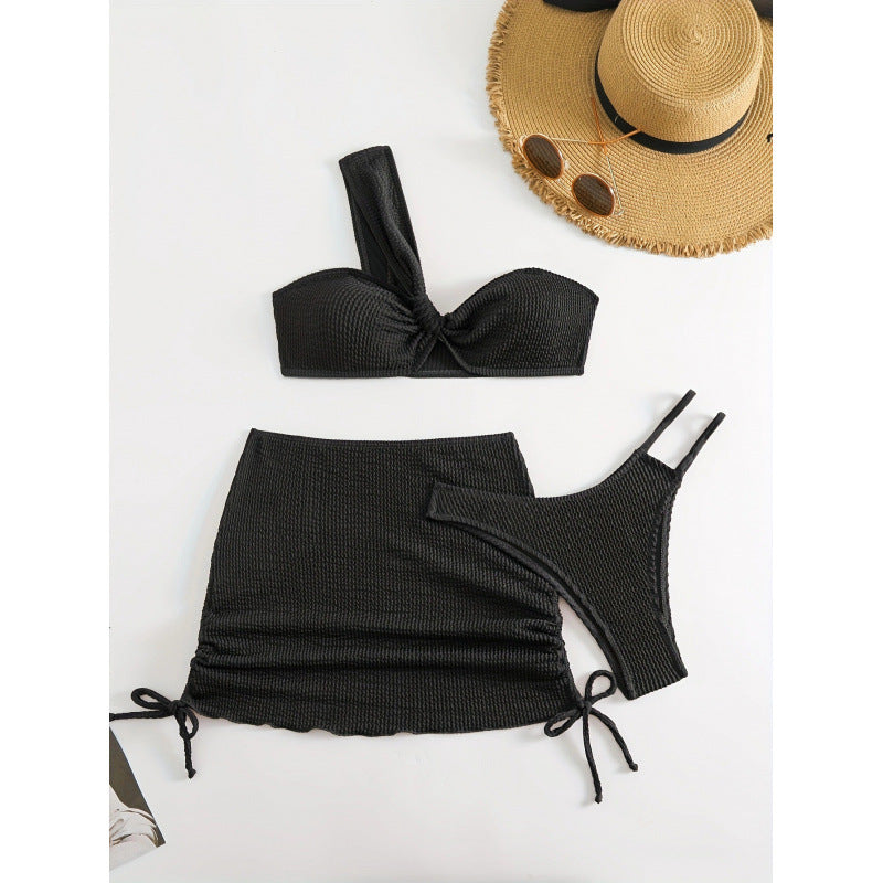 Damen Bikini-Set mit asymmetrischem Oberteil und femininer Rüschendetail Drune