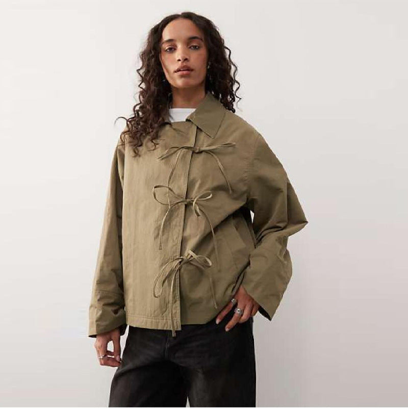 Damen Freizeitjacke mit modernen Bindegurten und lässigem Schnitt Drune