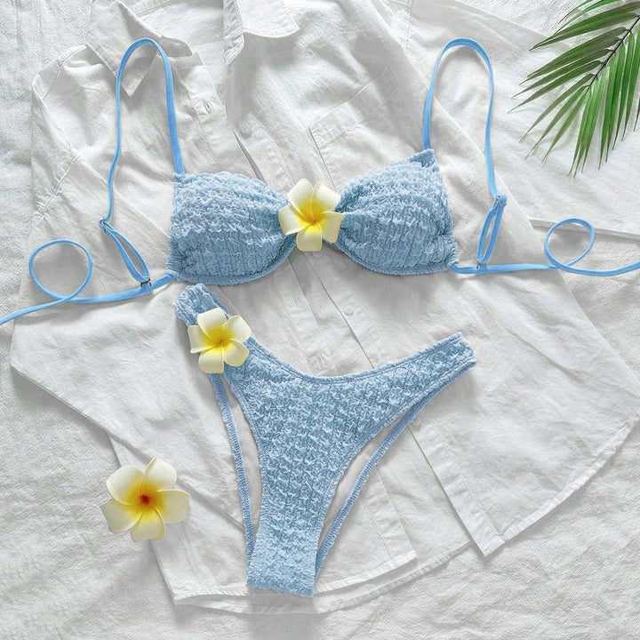 Damen Hochgeschnittenes Bikiniunterteil mit strukturierten Rüschen Drune