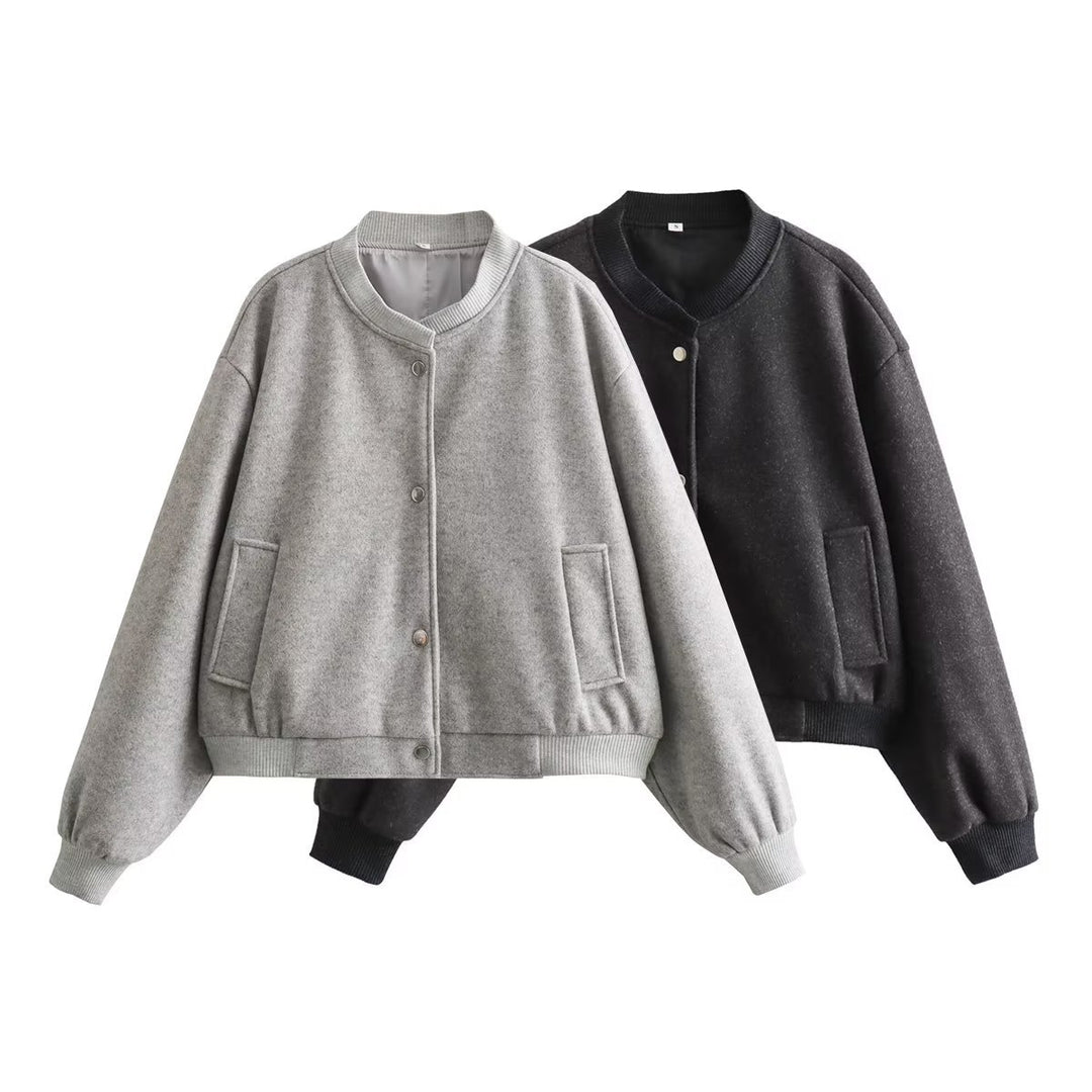 Damen modische Sweatjacke mit Knopfverschluss und praktischen Taschen Drune