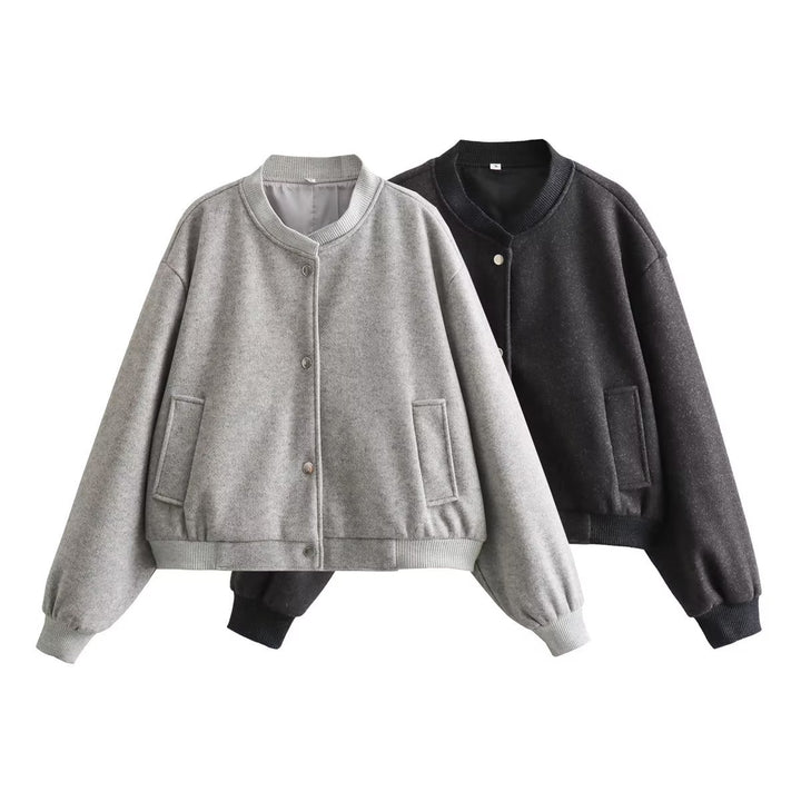 Damen modische Sweatjacke mit Knopfverschluss und praktischen Taschen Drune
