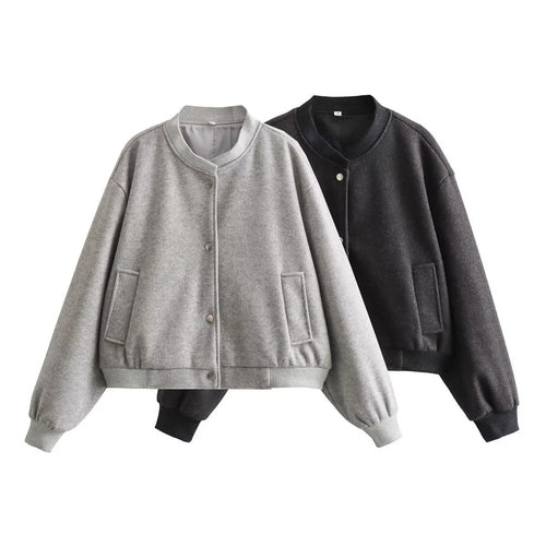 Damen modische Sweatjacke mit Knopfverschluss und praktischen Taschen Drune