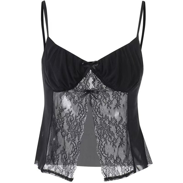 Damen Sexy Spitzen-Crop-Top mit raffinierten Trägern und aufregendem Design Drune