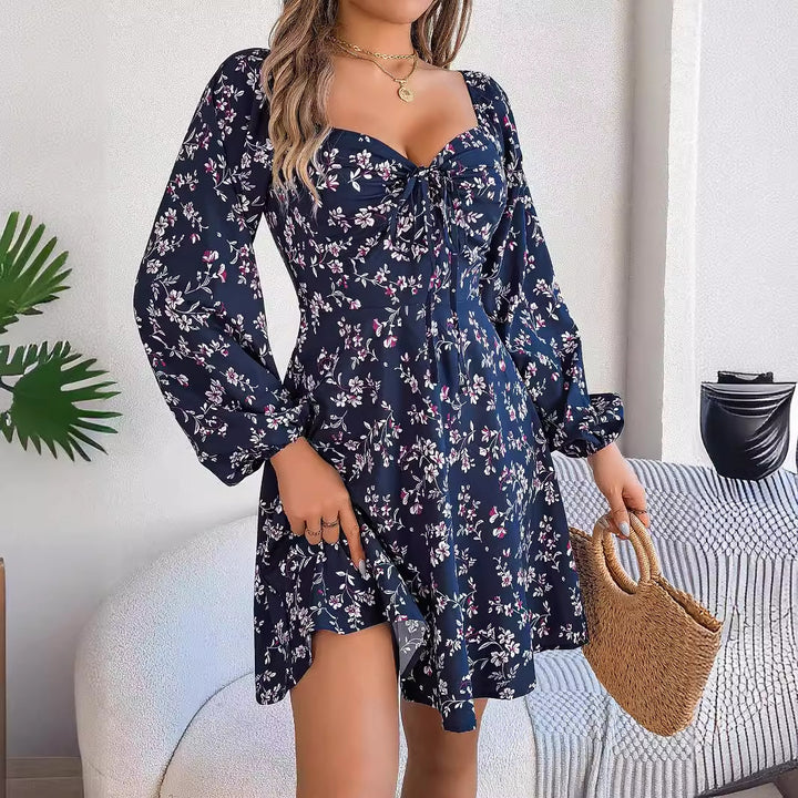 Damen Off-Shoulder Sommerkleid mit floralen Akzenten Drune