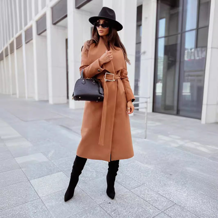 Damen eleganter Trenchcoat mit Gürtel und hochwertiger Verarbeitung Drune