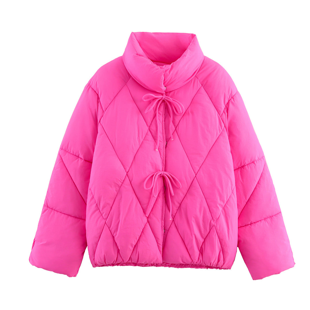 Damen gesteppte Übergangsjacke mit hochgeschlossenem Kragen und Kordelzug Drune