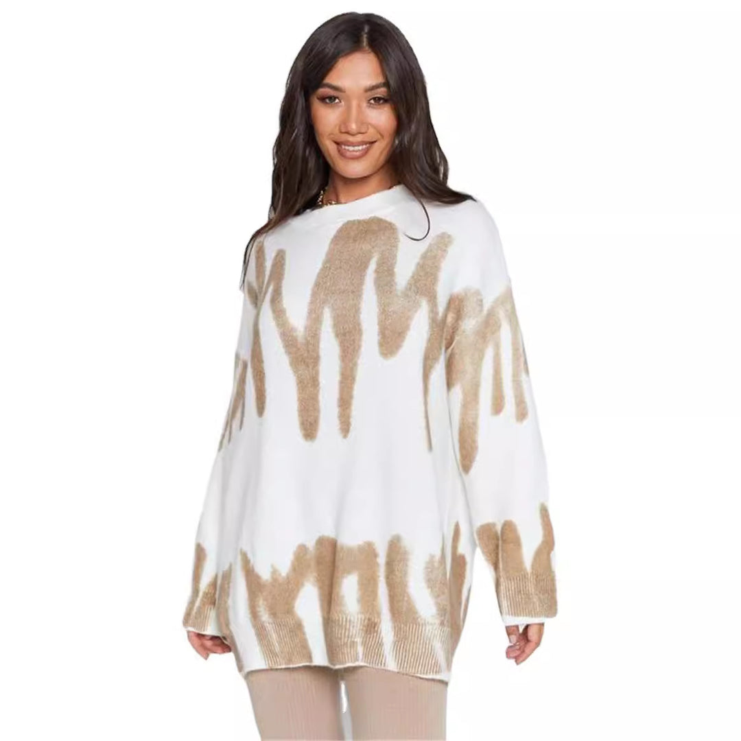 Damen Oversized Pullover mit modernem Farbmustermix und lässigem Schnitt Drune
