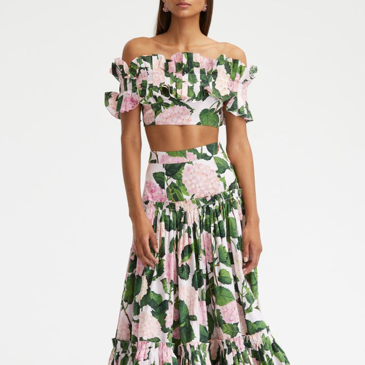 Damen Einteiler Badeanzug mit voluminösen Rüschendetails und floralem Design Drune