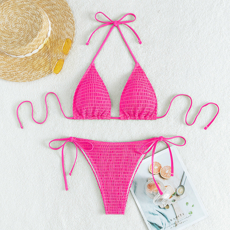 Damen Triangel-Bikini-Set mit schmalem Bund und verstellbaren Trägern Drune
