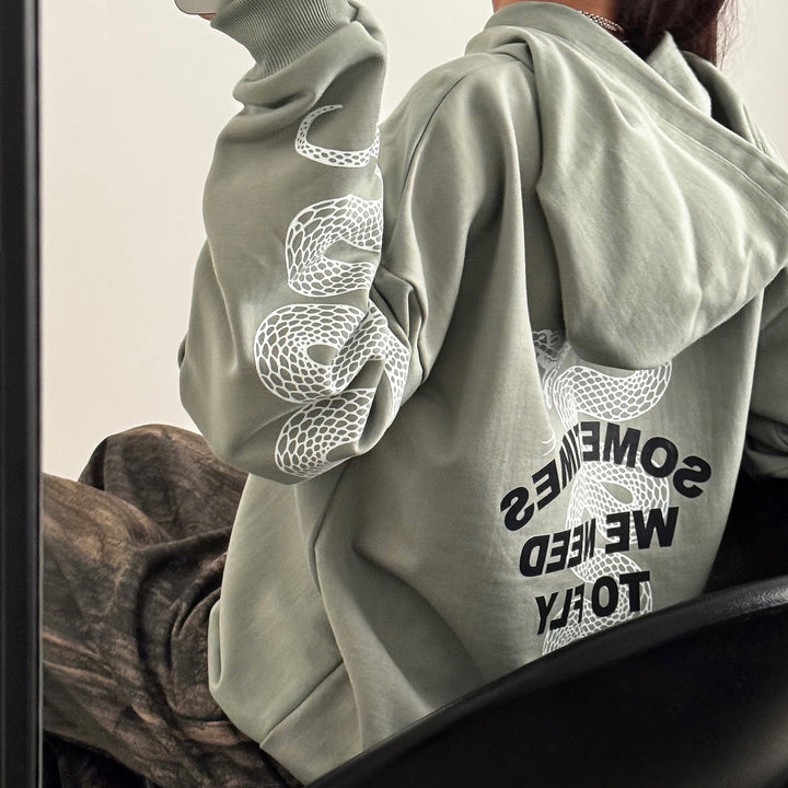 Damen Oversized Kapuzenpullover mit modischen Details Drune