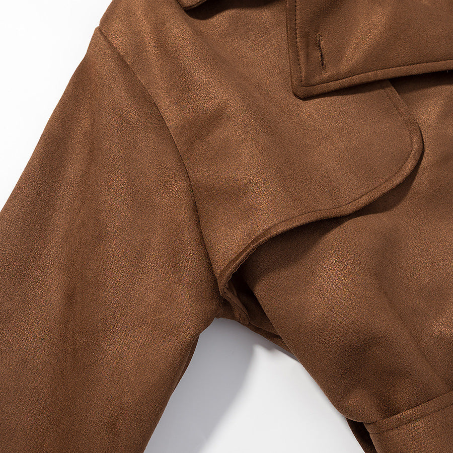 Damen Eleganter Trenchcoat mit taillierbarem Gürtel und klassischem Revers Drune
