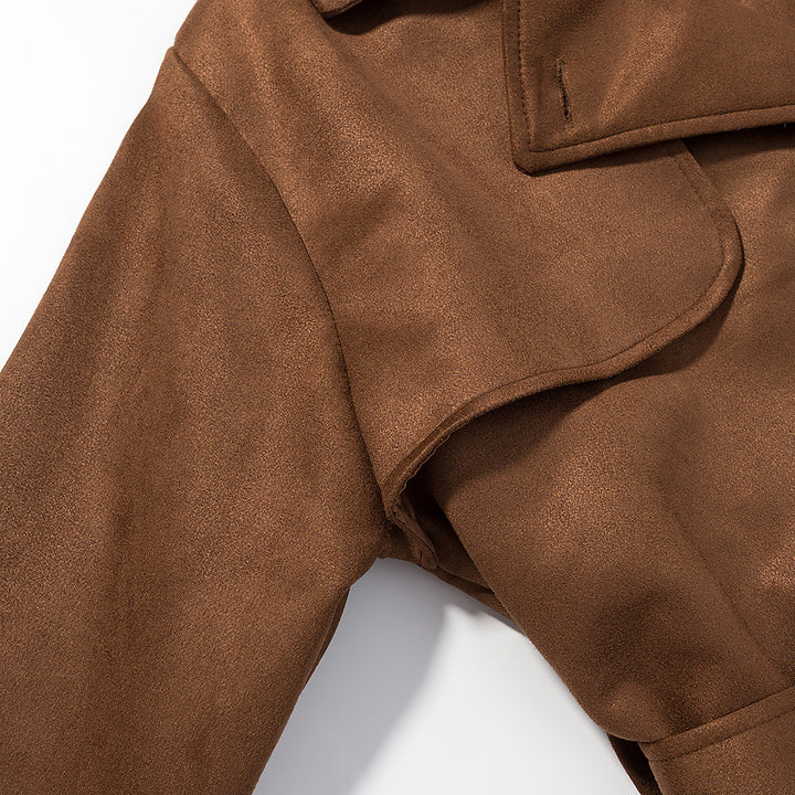 Damen Eleganter Trenchcoat mit taillierbarem Gürtel und klassischem Revers Drune
