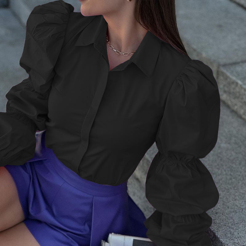 Damen Bluse mit voluminösen Puffärmeln und elegantem Schnitt Drune