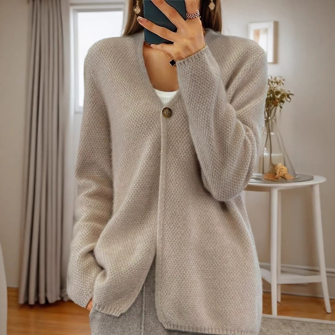 Damen nan strukturierter Strickcardigan mit V-Ausschnitt und verdeckter Knopfleiste Drune