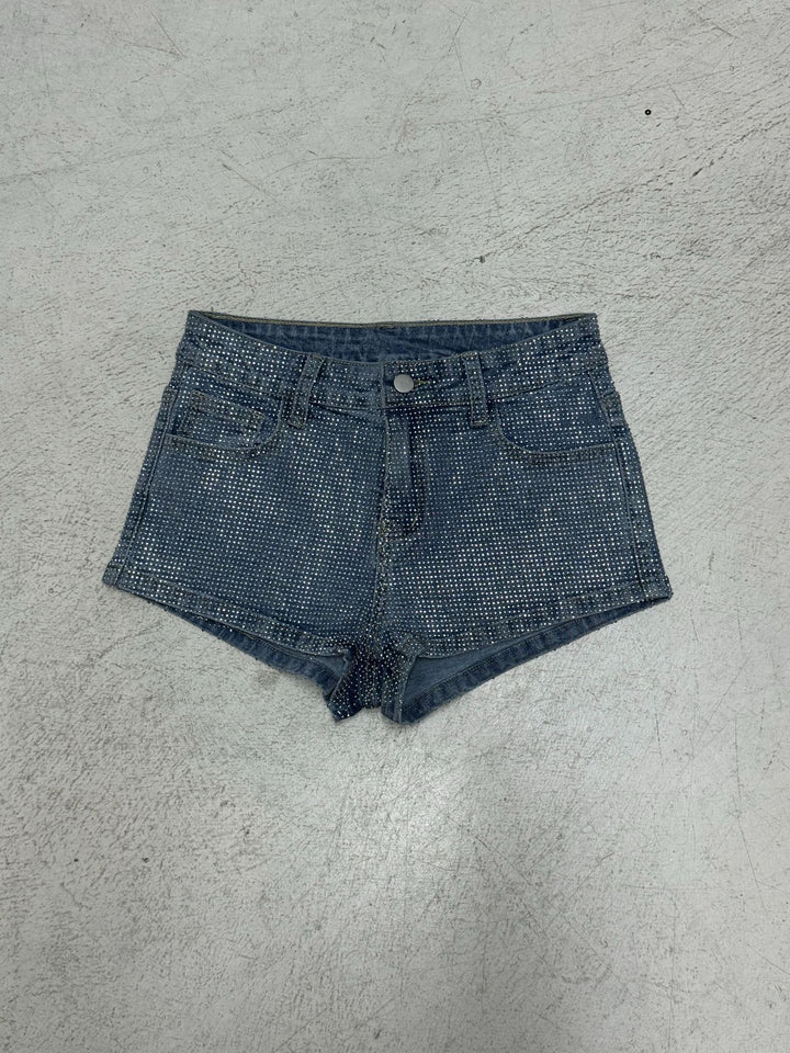 Damen Glitzernde Denim-Shorts mit funkelnden Akzenten Drune