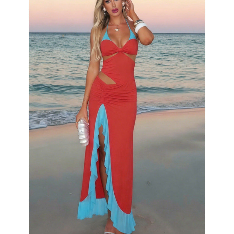 Damen Maxi-Kleid mit raffiniertem Drapierungsdesign und seitlichem Schlitz Drune