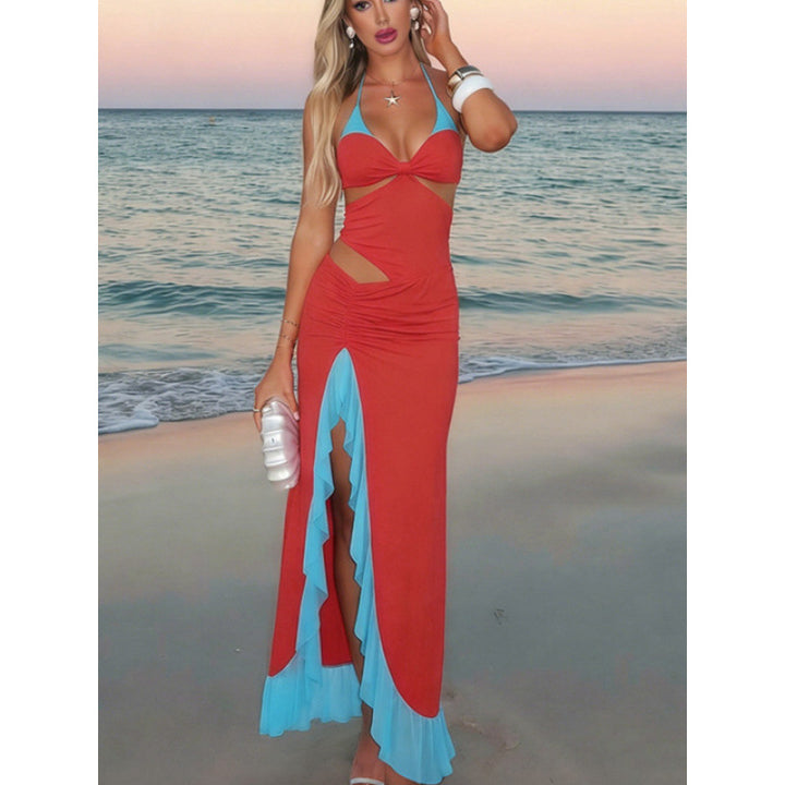 Damen Maxi-Kleid mit raffiniertem Drapierungsdesign und seitlichem Schlitz Drune