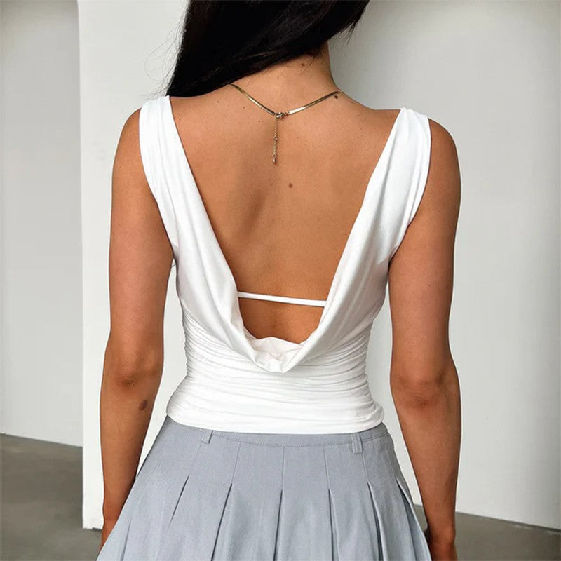 Damen figurbetontes Top mit asymmetrischem Ausschnitt und angenehmem Stretch Drune