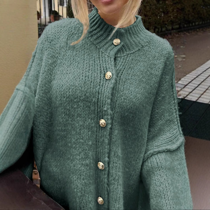 Damen oversized Strickjacke mit Knopf- und Rippdetails Drune