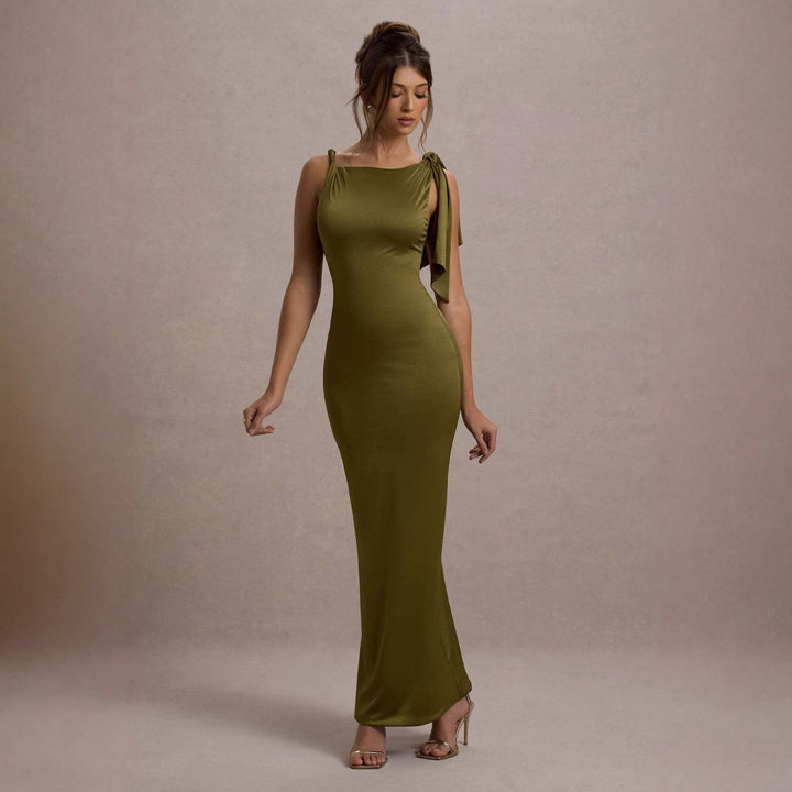 Damen Langärmliges Wickelkleid mit asymmetrischem Schnitt und eleganter Taillierung Drune