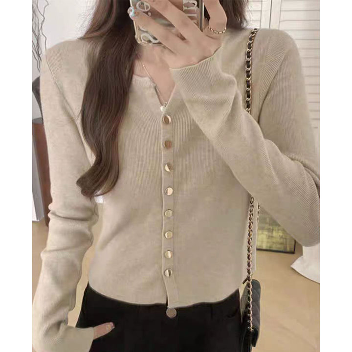 Damen Strickjacke mit perlmuttknöpfen Drune