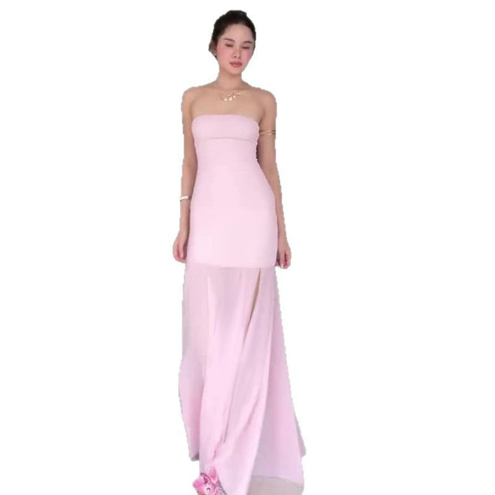 Damen Maxi-Kleid mit schickem Tüllsaum und figurbetonter Silhouette Drune