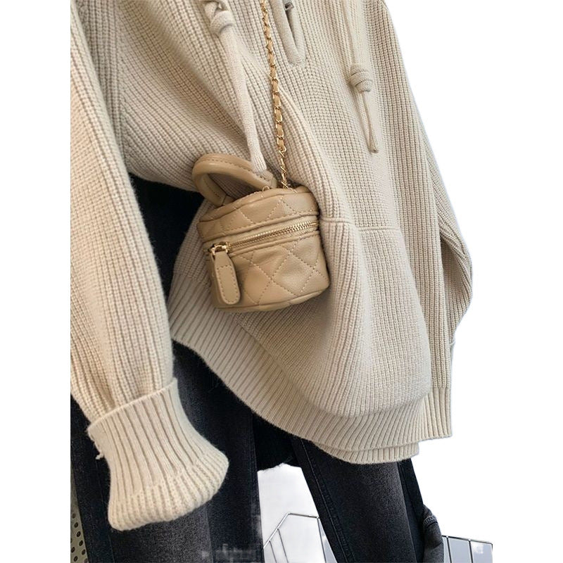 Damen lässiger Kapuzenpullover mit strukturiertem Rippdesign und sinnlichem Reißverschluss Drune