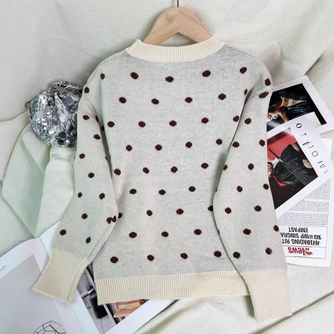 Damen moderner Pullover mit lebhaftem Punktedesign Drune