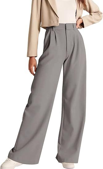 Damen weite High-Waist Hose mit Falten- und Bunddetails Drune