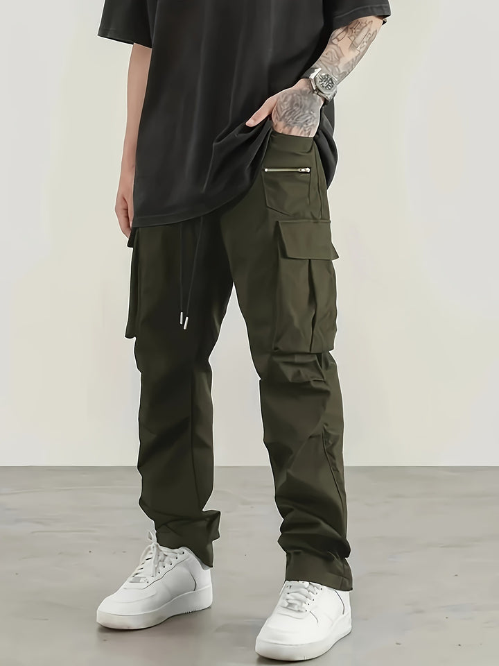 Herren moderne Cargo-Hose mit multifunktionalen Taschen und elastischem Bund Drune