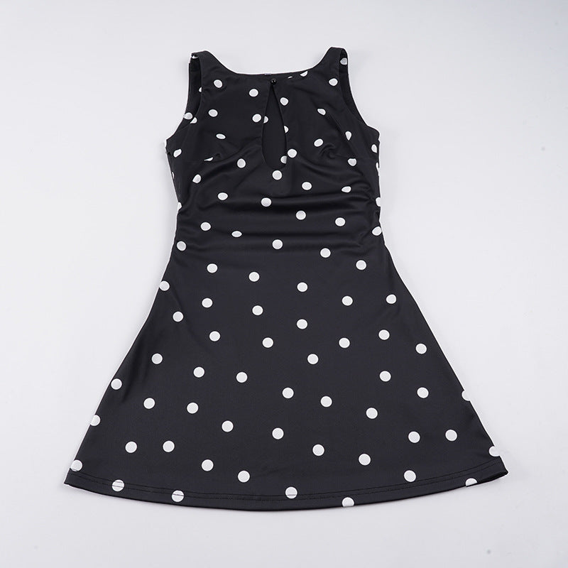 Damen Freizeitkleid mit floralem Punktemuster und elegantem Rückenausschnitt Drune