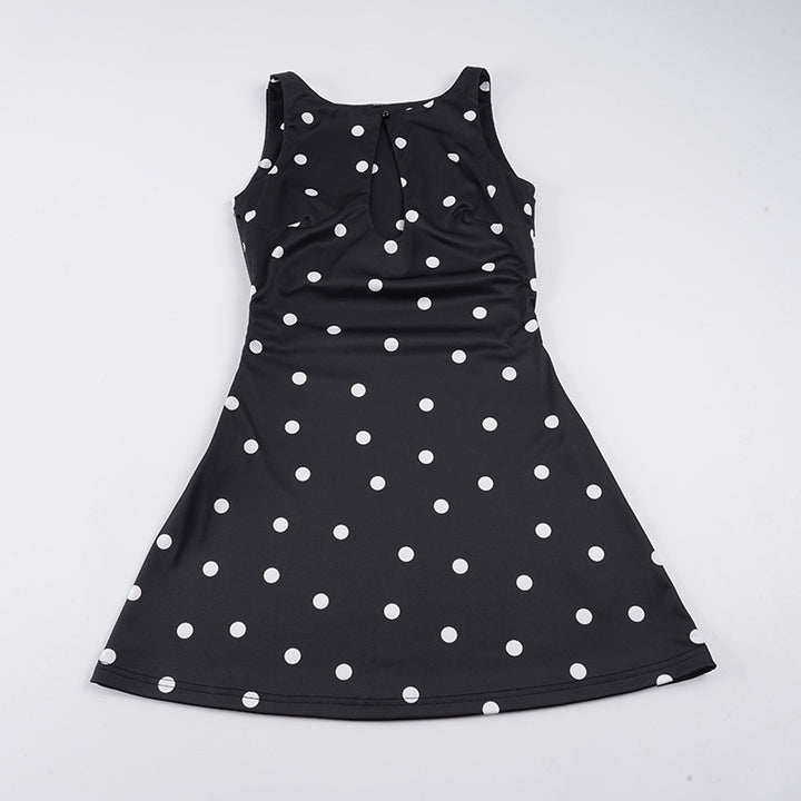 Damen Freizeitkleid mit floralem Punktemuster und elegantem Rückenausschnitt Drune