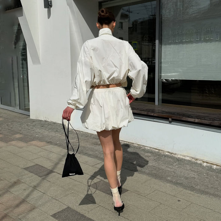 Damen modische Übergangsjacke mit elastischem Kragen und verspieltem Schnitt Drune