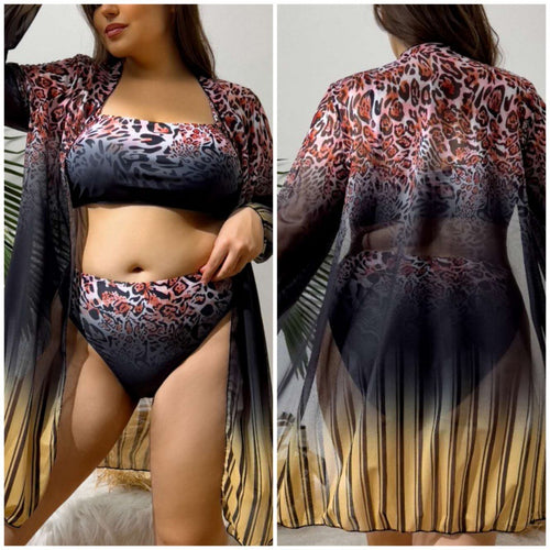 Damen Biquini-Set mit transparenter Strandjacke Drune