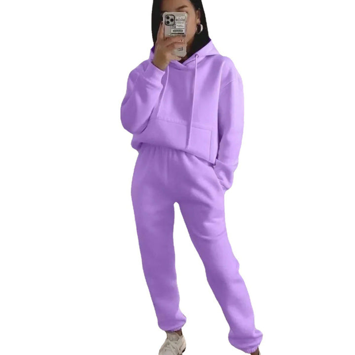 Damen nan kuscheliger Oversize-Kapuzenpullover und Highwaist-Jogginghose Set Drune