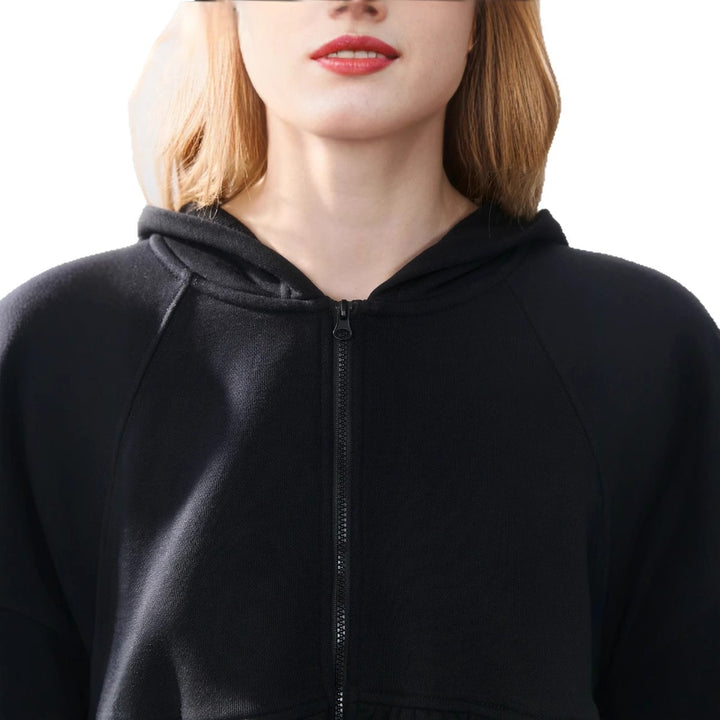 Damen cropped Kapuzenjacke mit verspieltem Rüschendesign Drune