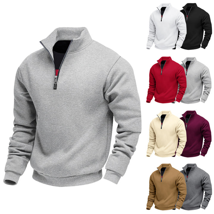 Herren Sweatpullover mit halbem Reißverschluss und atmungsaktiver Struktur Drune