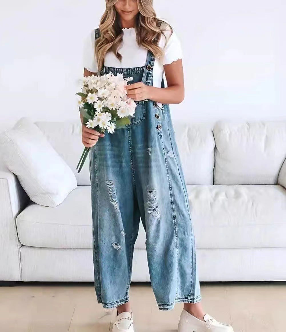 Femme Relaxed Fit Denim Latzhose Drune