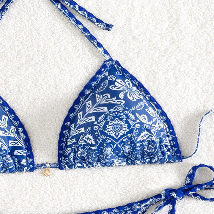 Damen Triangel-Bikini-Set mit eleganter Spitze Drune