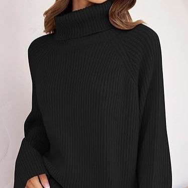 Damen Kaschmir-Feinstrickpullover mit hohem Kragen und weitem Schnitt Drune