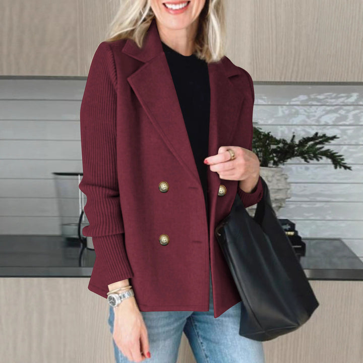 Damen eleganter Oversized-Blazer mit doppelter Knopfleiste und strukturiertem Ärmel Drune