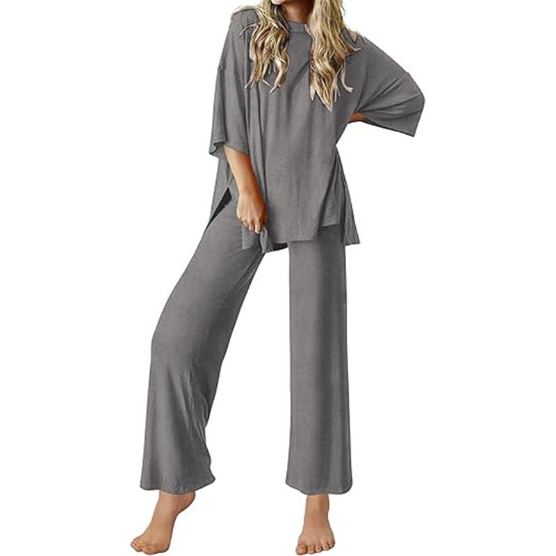 Damen Bequemer Schlafanzug mit Weitem Schnitt und Kurzarm Drune