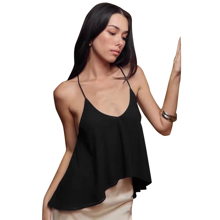 Damen luftiges Trägershirt mit asymmetrischem Saum und fließendem Stoff Drune
