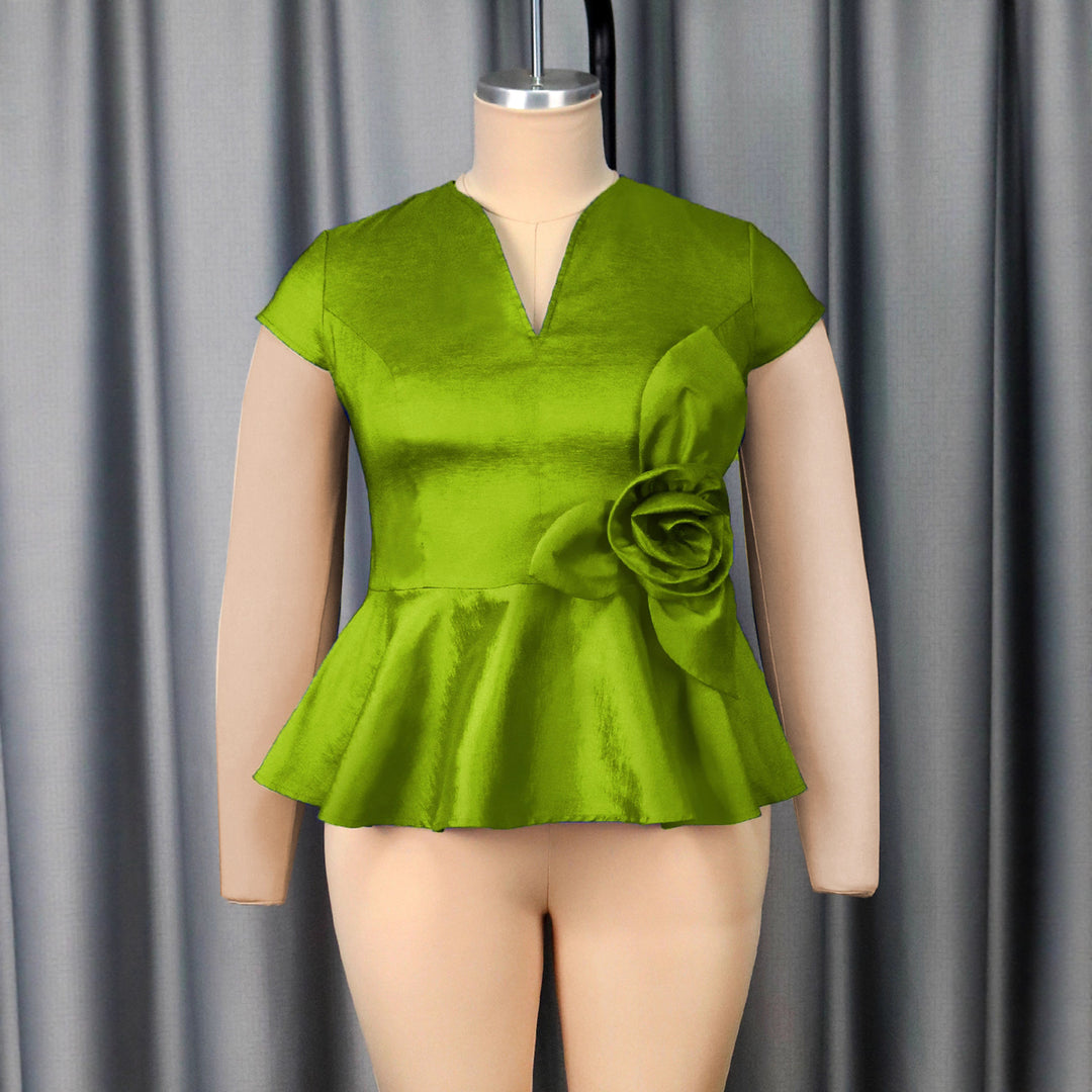 Damen elegantes Peplum-Oberteil mit floralem Detail Drune