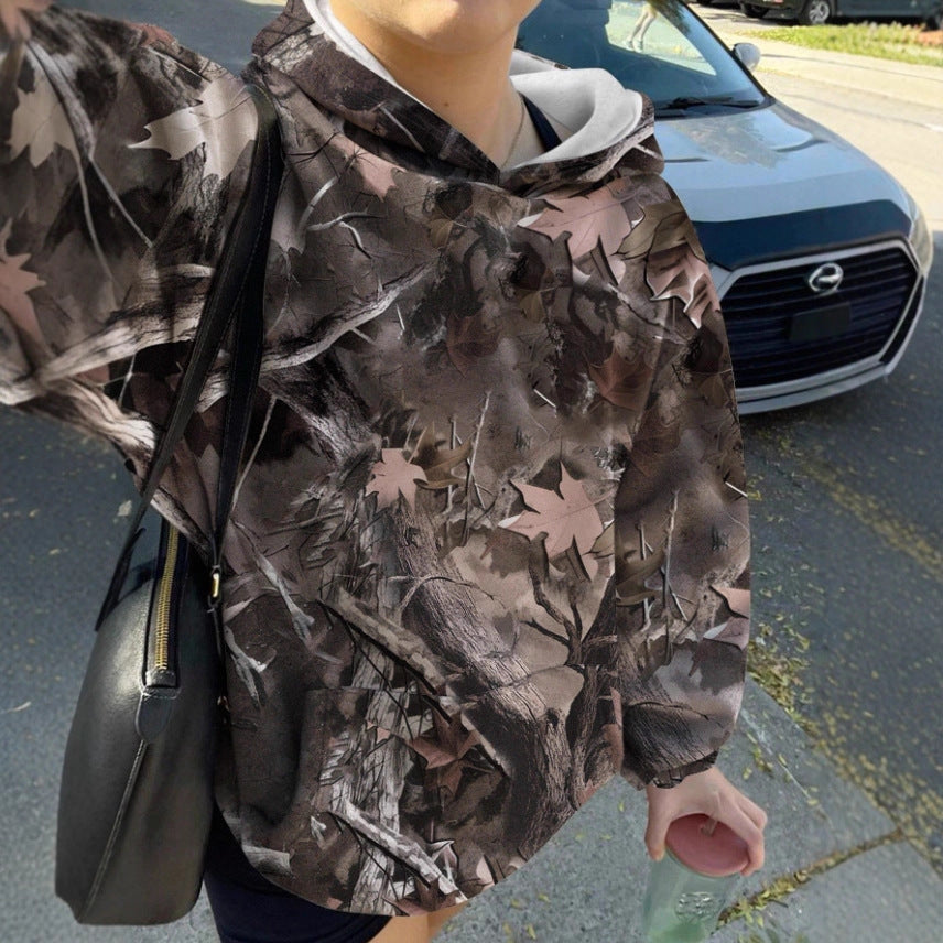Damen lässiger Kapuzenpullover mit Camouflage-Muster Drune