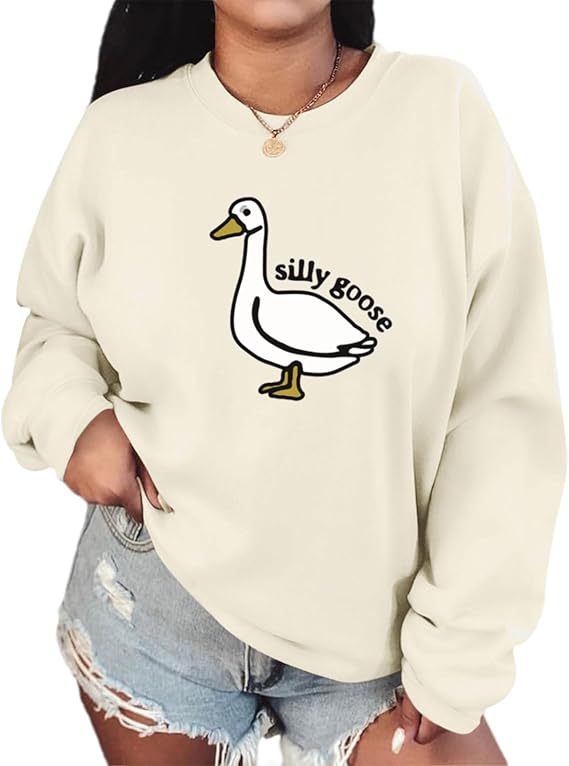 Damen Sweatshirt mit verspieltem Entenmotiv und lässigem Schnitt Drune