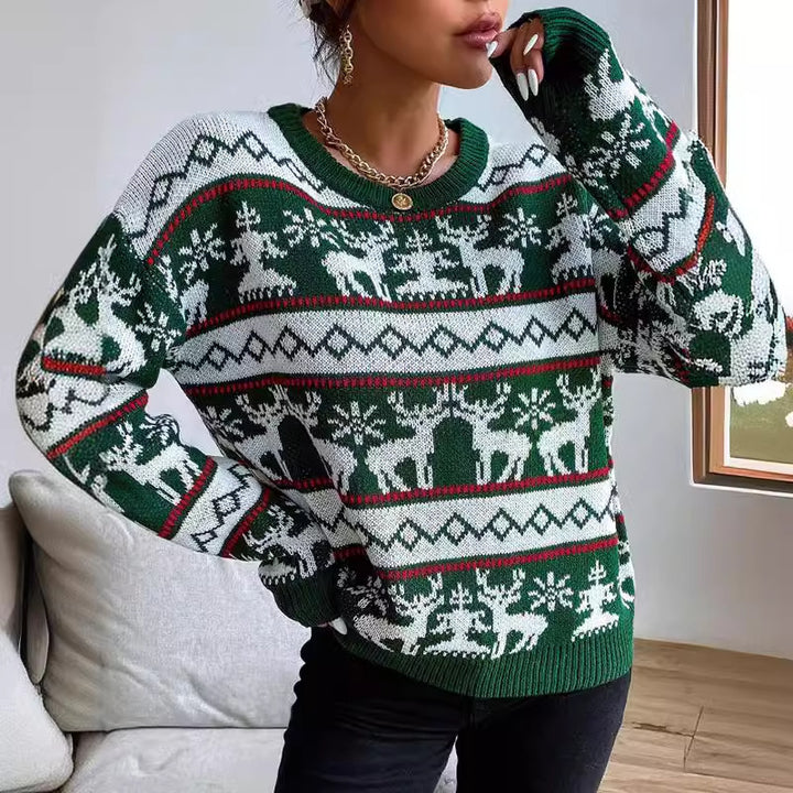 Damen Weihnachtspullover mit modernem Rentier-Muster und exklusiver Strickqualität Drune