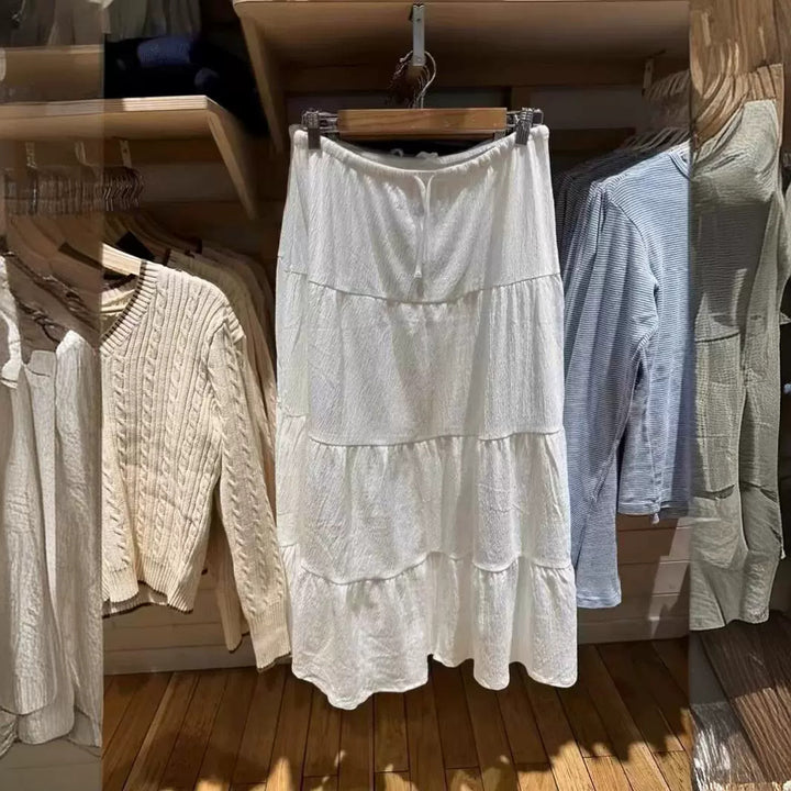 Damen lässiger Maxi-Rock mit voluminösem Stufen-Design Drune